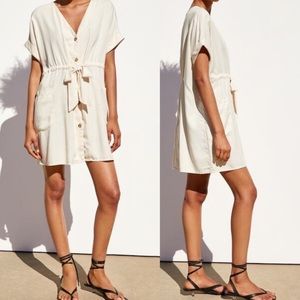 Zara Cream Buttonup Pocket Dress